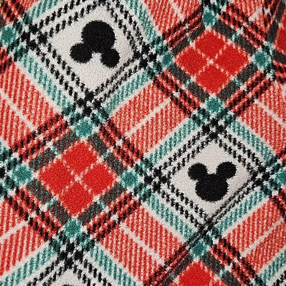 Disney Mickey Mouse Kids Red Green White Black Plaid Fleece Pajama Pant Size 10